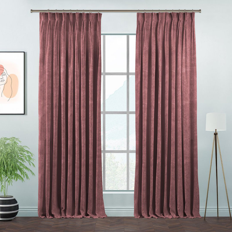 Room Darkening Single Curtain Panel, 65 W x 265 D cm, Pink