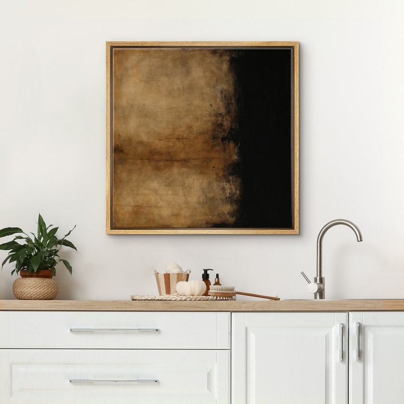 «Rustic» brun et noir abstrait fond patiné, reproduction d'art sur toile encadrée, Natural, H 16 po x l 16 po x P 1,5 po