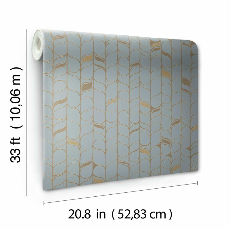 Rouleau de papier peint L 32,79 pi x l 20,8 po Perfect Petals, Bleu / or