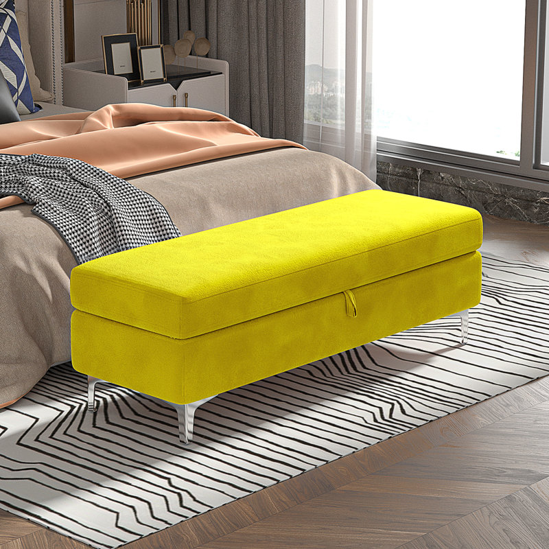 Banc de rangement rembourré Alliber, Jaune