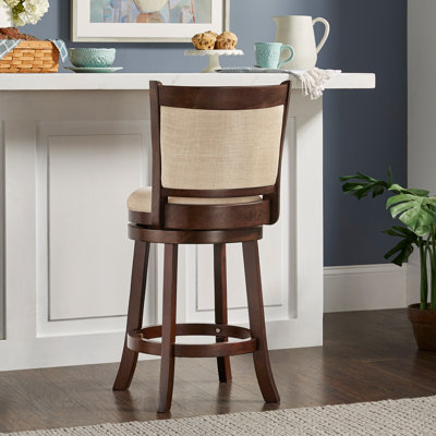 Leda Swivel Upholstered Counter Stool with Solid Wood Frame
