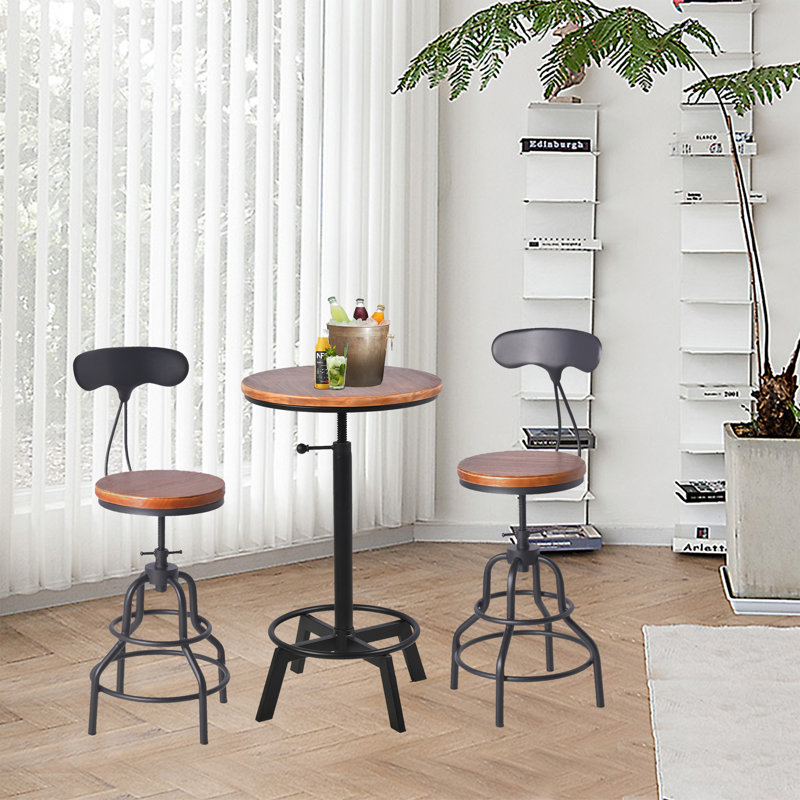 Tabouret pivotant en bois massif Jaisyn
