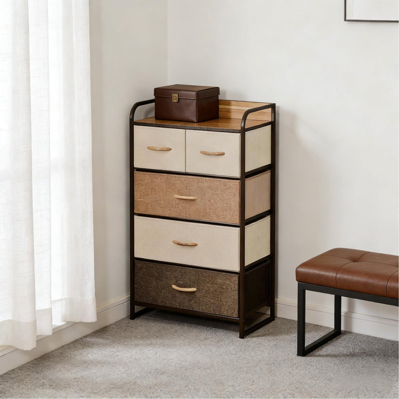 4-Tier Home Cabinet,Storage Organizer,Freestanding Dresser Tower,Hallway Storage Cabinet, Maple
