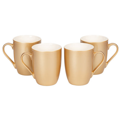 Metallic Gold Glossy Finish Coffee Mug 4-Pk
