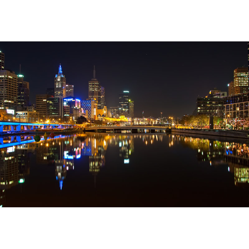 Maceyn Melbourne At Night by Sborisov - Wrapped Canvas Print, 30cm H x 46cm W x 3.8cm D
