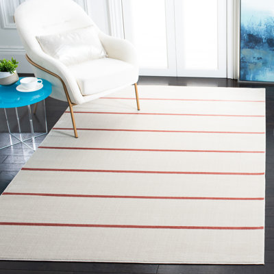 Mardell Striped Ivory/Red Area Rug