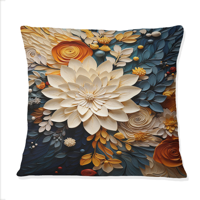 Coussin orange orange sarcelle tourbillon IV - Abstract Botanicals, Carré, 18" x 18"