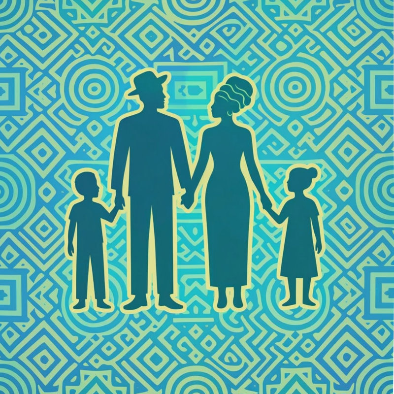Belle silhouette familiale élégante, Twin, Dark Blue Light Green