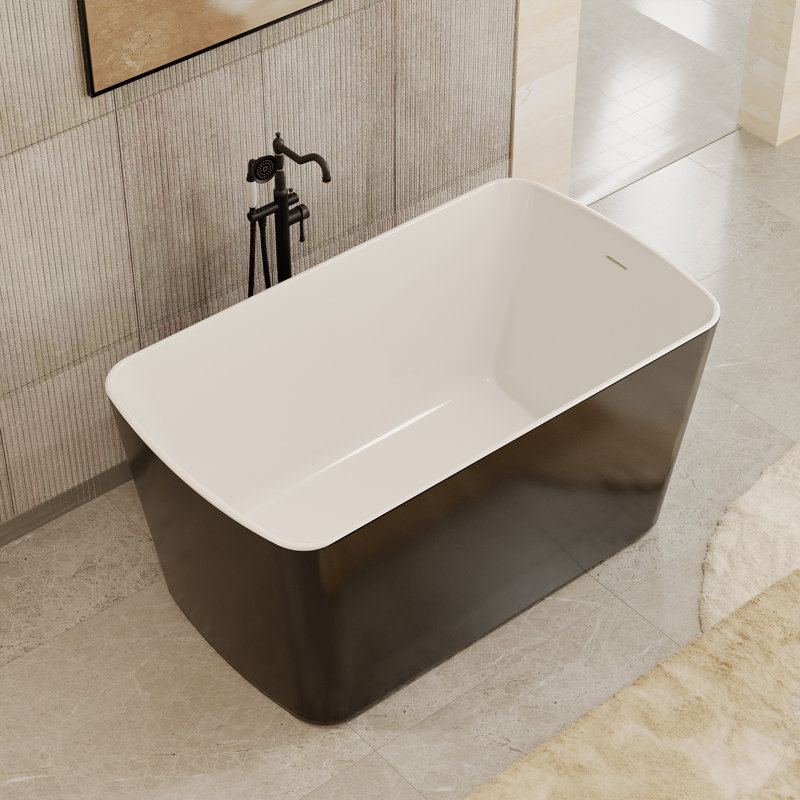 Glendale Casainc 43'' Freestanding Soaking Acrylic Bathtub, Black