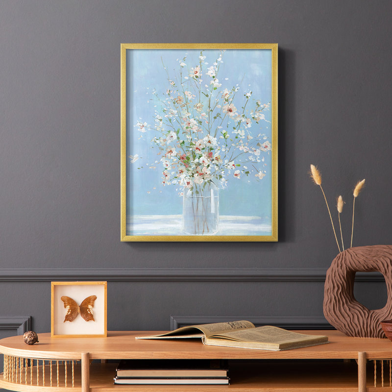 «Cherry Blossom Arrangement», reproduction encadrée - bois massif, Or, H 14 po x l 11 po