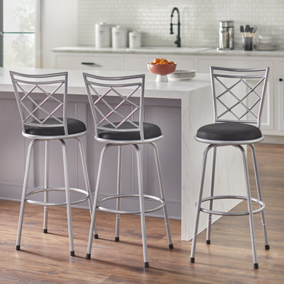 Lamoille Swivel Upholstered Adjustable Height Counter Stool with Metal Frame