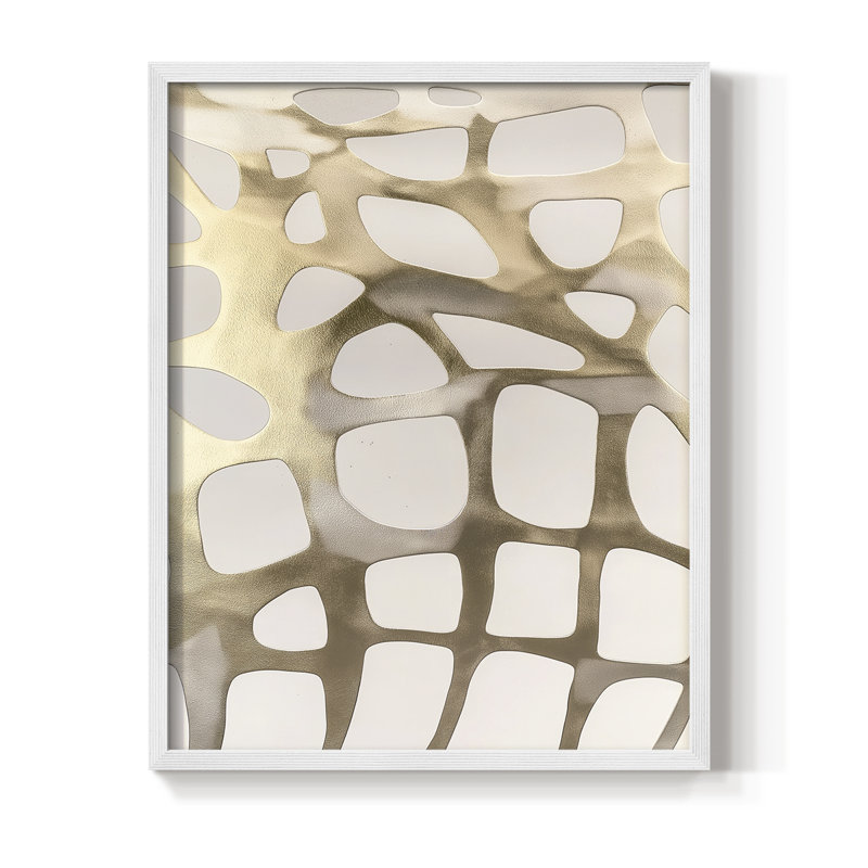 Impression abstraite encadrée XLVI - prête à être accrochée - fabriquée aux États-Unis, H 20 po x l 16 po, Blanc