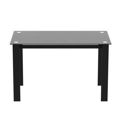 Modern Kitchen Dining Table - Black Tempered Glass, Rectangular, , 170 Lbs Load Capacity Glass Baseball For Sports ,