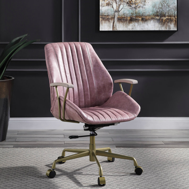 Aneira Industrial Swivel Office Chair with Pneumatic Lift and 5-Star Base, Pink