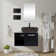 28 In. W X 19 In. D X 16 In. H Bathroom Vanity In Black With Sink And Black Solid Surface Top And Mirror