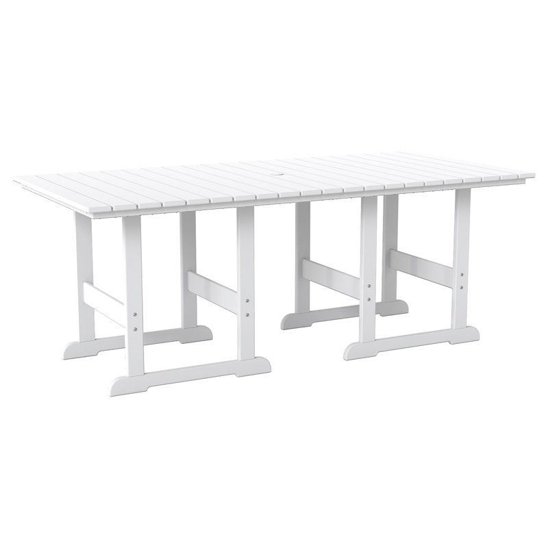 HDPE 2 Connectable Square Tables With Umbrella Hole Connectors, White