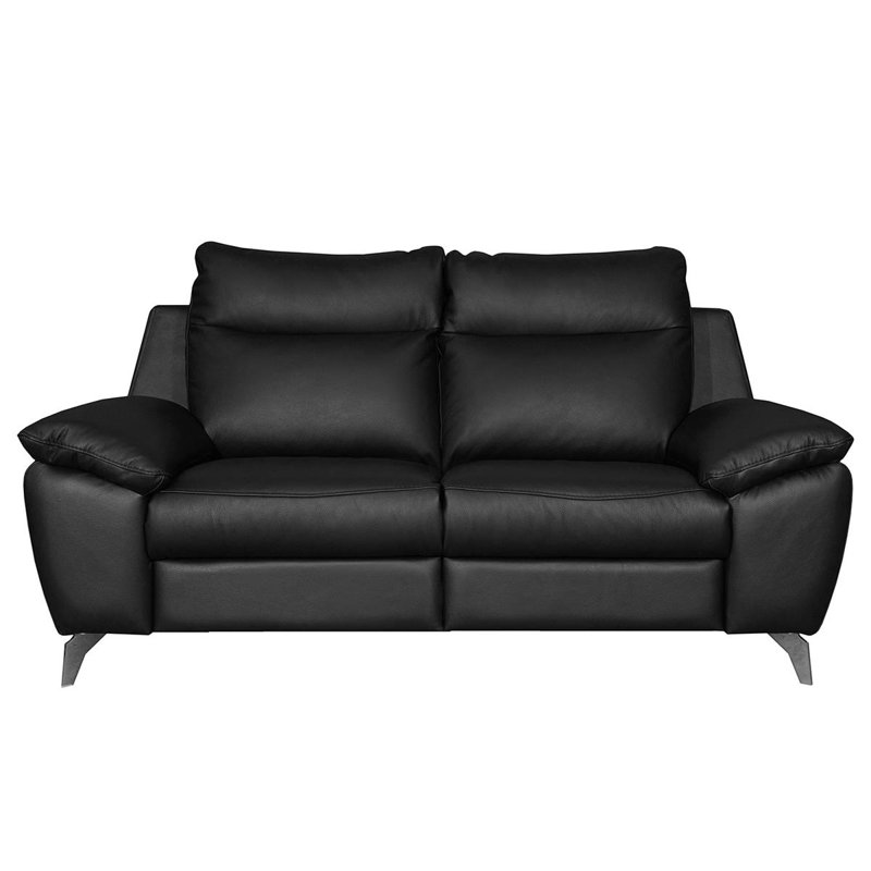 Edelweiss 2 Seater Genuine Leather Sofa, Black