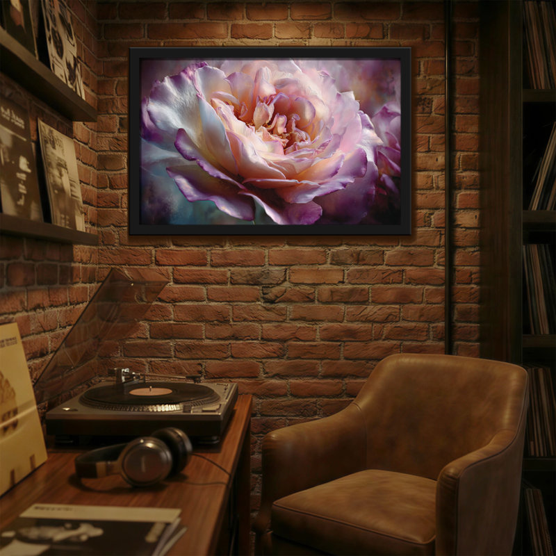 Plantes et fleurs, impression d'art floral rose sur toile, H 20 po x l 30 po