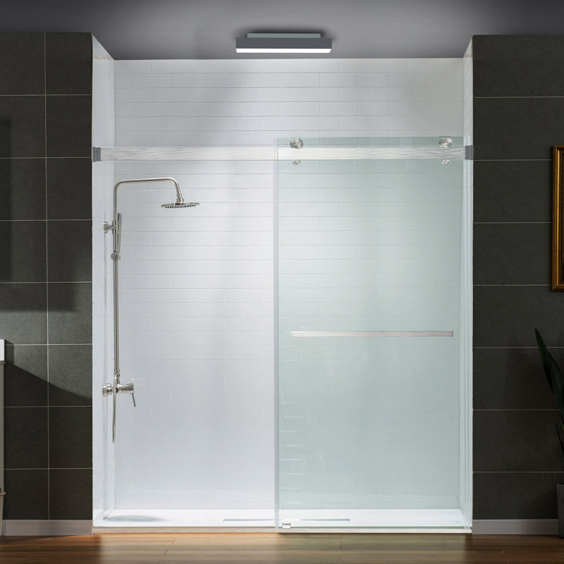 66-72" Width x 76" Height Frameless Double Sliding Shower Door with Stainless Steel Hardware, 5/16"(8mm) Clear Tempered Glass | Safe, Explosion-Resistant