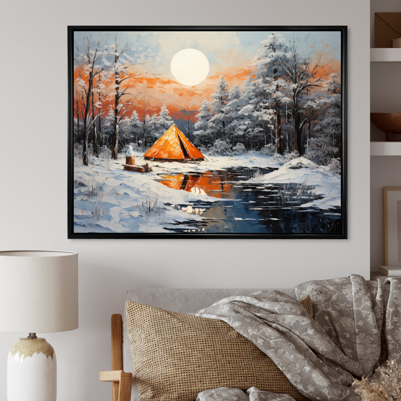 " Winters Camping Glow III ", Black Floater Framed, 24" H x 32" W x 1" D