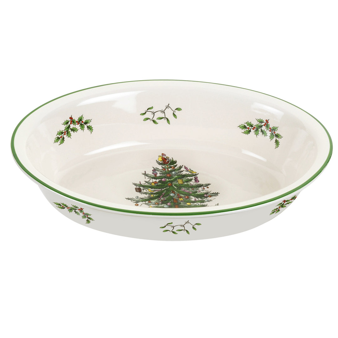 Spode Christmas Tree Oval Rim Dish 12.5" Spode