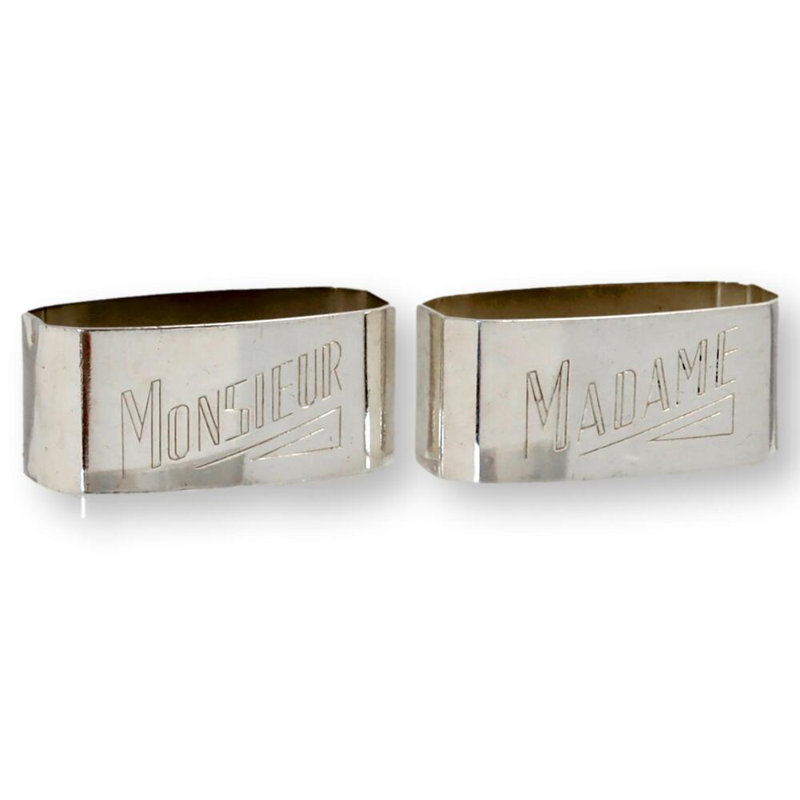 French Madame And Monsieur Napkin Rings