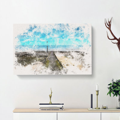 Path To The Sea In Llandudno Wales - Wrapped Canvas Print