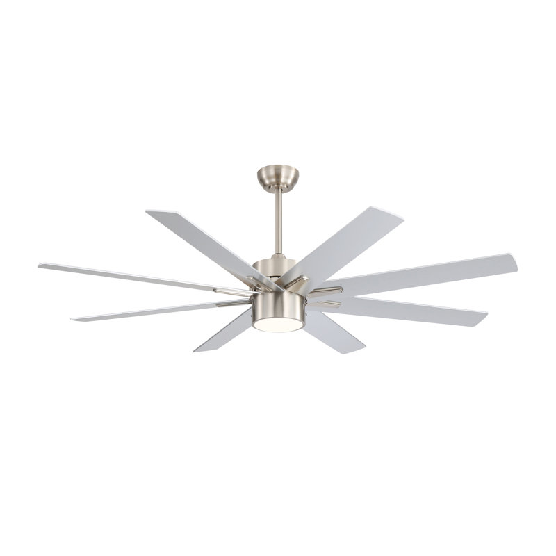 Ventilateur de plafond d'intérieur 64 pi à 8 pales avec pales et contreplaqué standard avec télécommande intégrée à DEL 64 po