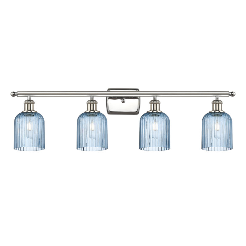 Fiennes 4 - Light Dimmable Vanity Light, Polished Nickel, Blue