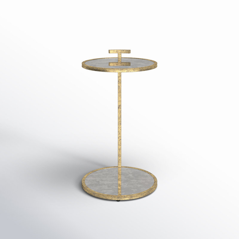 Erma Glass C Table End Table with Storage, Gold