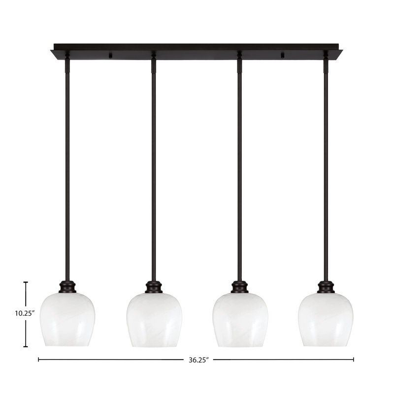Luminaire suspendu linéaire 4 lumières avec verre de 6 po Edge, Espresso