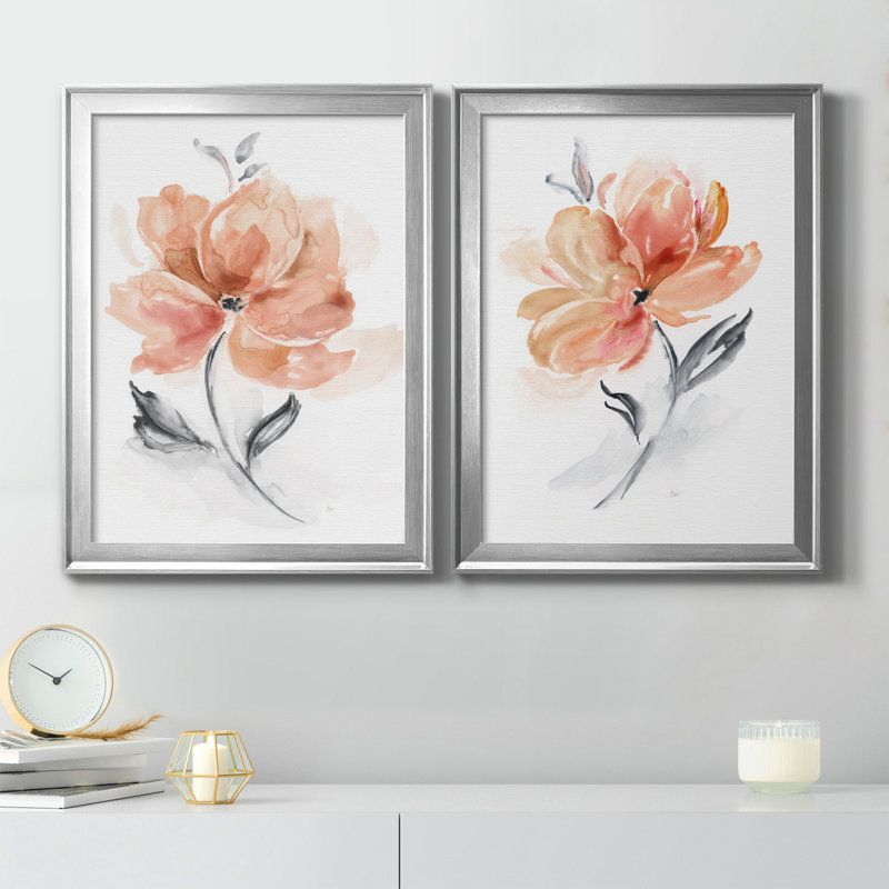 «Soft Sensation I», ensemble de 2 peintures sur toiles, H 22,5 po x l 61 po x P 1,5 po, Toile avec cadre argenté