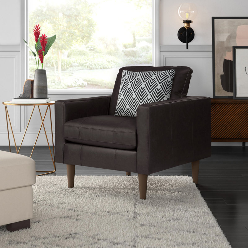 Chaise en cuir Viveros, Cuir véritable brun