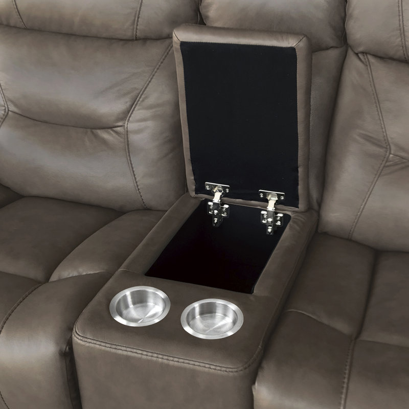 Canapé inclinable en cuir Robitaille, H 41 po x l 163,5 po x P 40 po, Similicuir brun