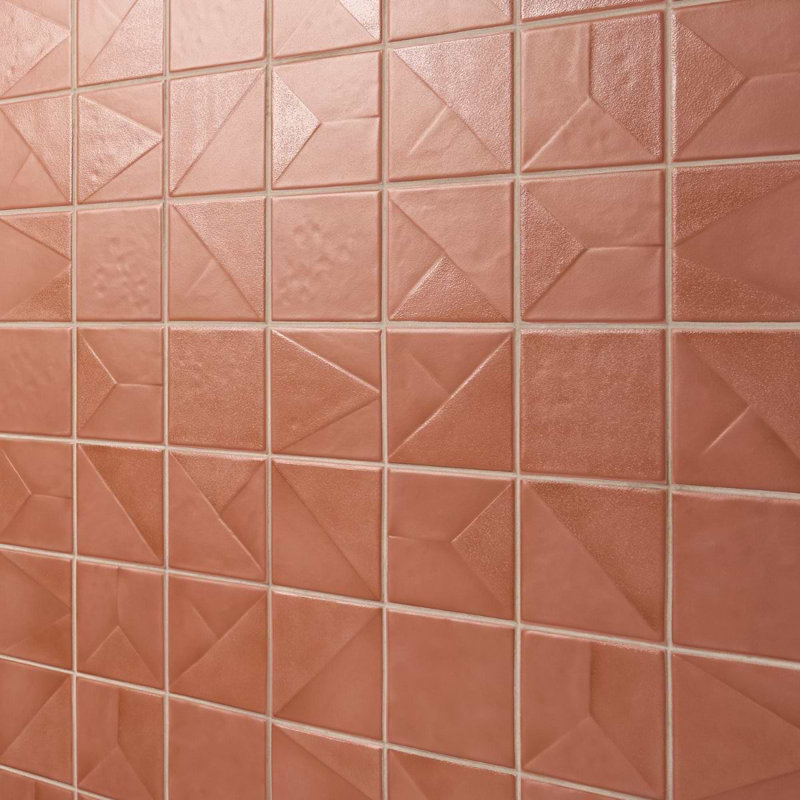 Stacy Garcia Valenova 5x5 Textured Matte Ceramic Tile, Deco Clay Terracotta