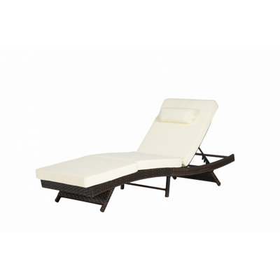 Ensemble de 2 chaises longues d'extérieur en osier pour l'extérieur, chaise longue inclinable en osier pour bronzer jusqu'à 150 ° sur la plage au bord de la piscine