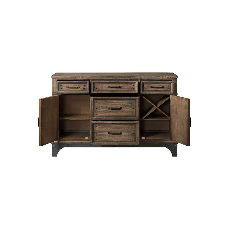 Keshan Whiskey River Sideboard with 2 Doors and 5 Drawers, Gun Powder Gray