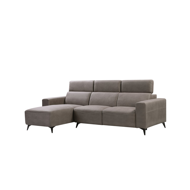 Bari Upholstered L-Shaped Sectional, Left Hand Facing, Gray Polyester Blend