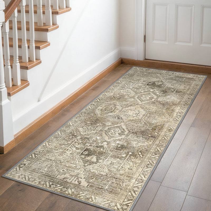  Tapis oriental lavable en machine avec envers antidérapant Fayanna, Tapis de couloir 2 pi x 10 pi