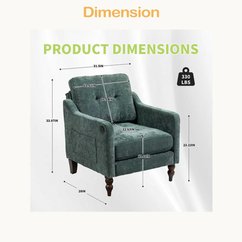 Chaise en chenille Accent Comfy, Vert foncé