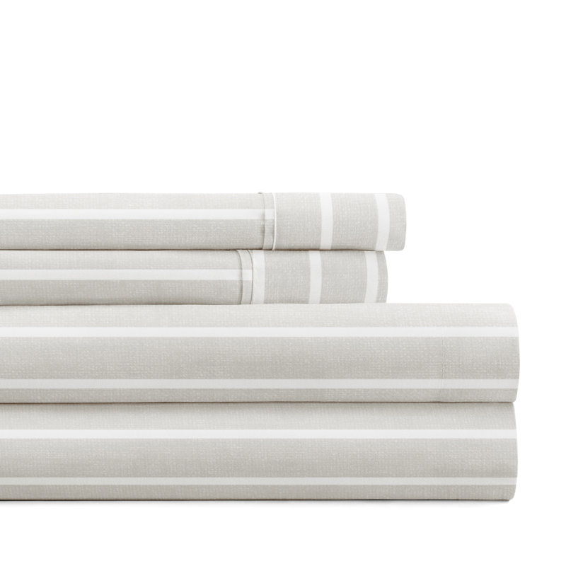 Twin Light Gray Floral Organic Microfiber Sheet Set