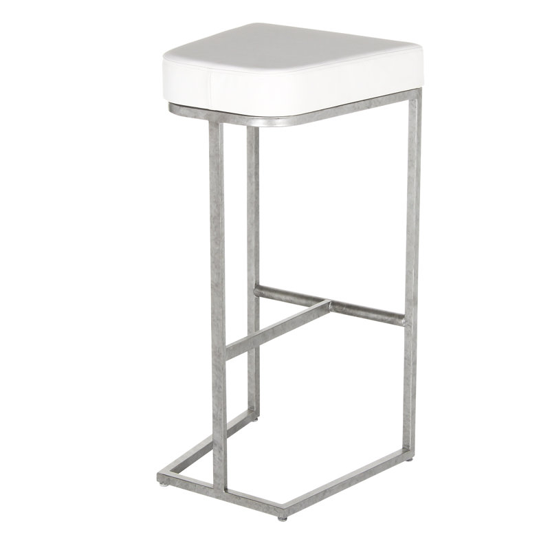 Patti's Stool, Bar Stool (30'' Seat Height), Royal Silver, White