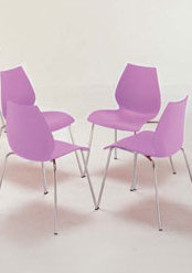 Maui Chair by Vico Magistretti, Zinc White, Chrome Steel