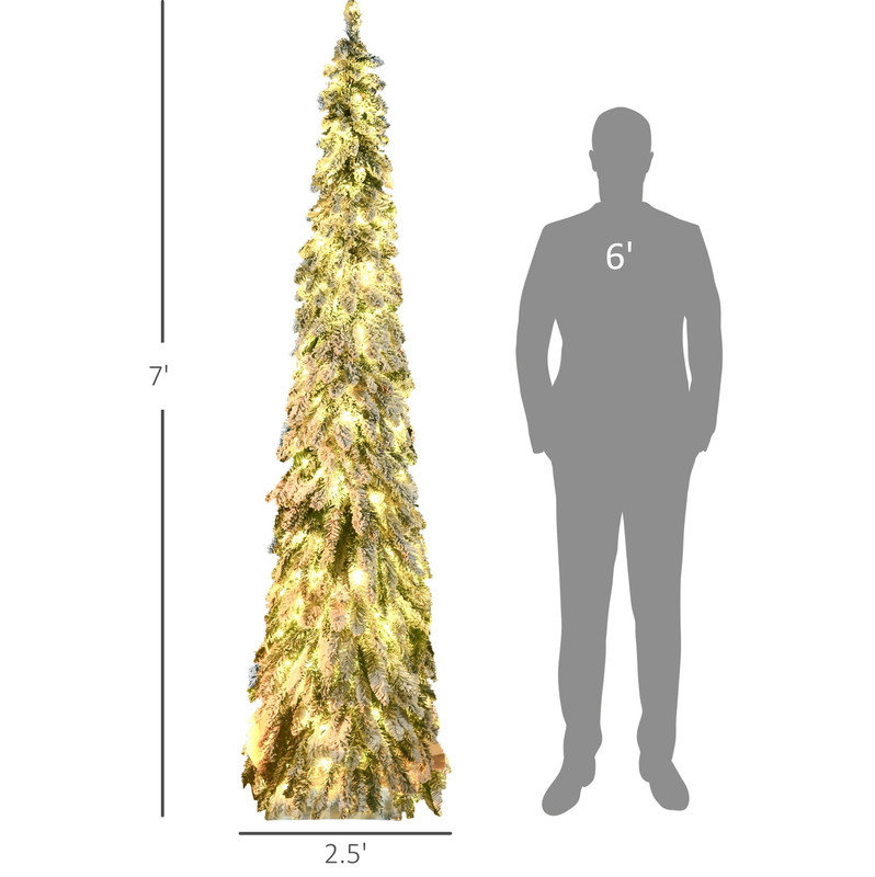 Arbre de Noël à crayon mince avec branches enneigées, lumières DEL pré-éclairées pour une fête intérieure