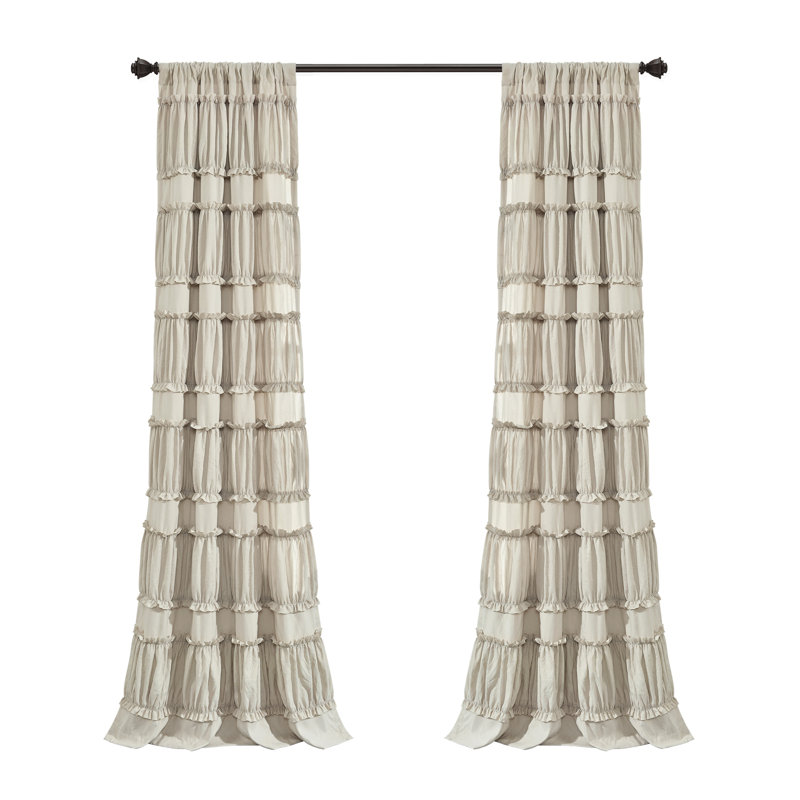 Paire de rideaux semi-transparents avec passe-tringle , L 42 po x L 84 po, Beige