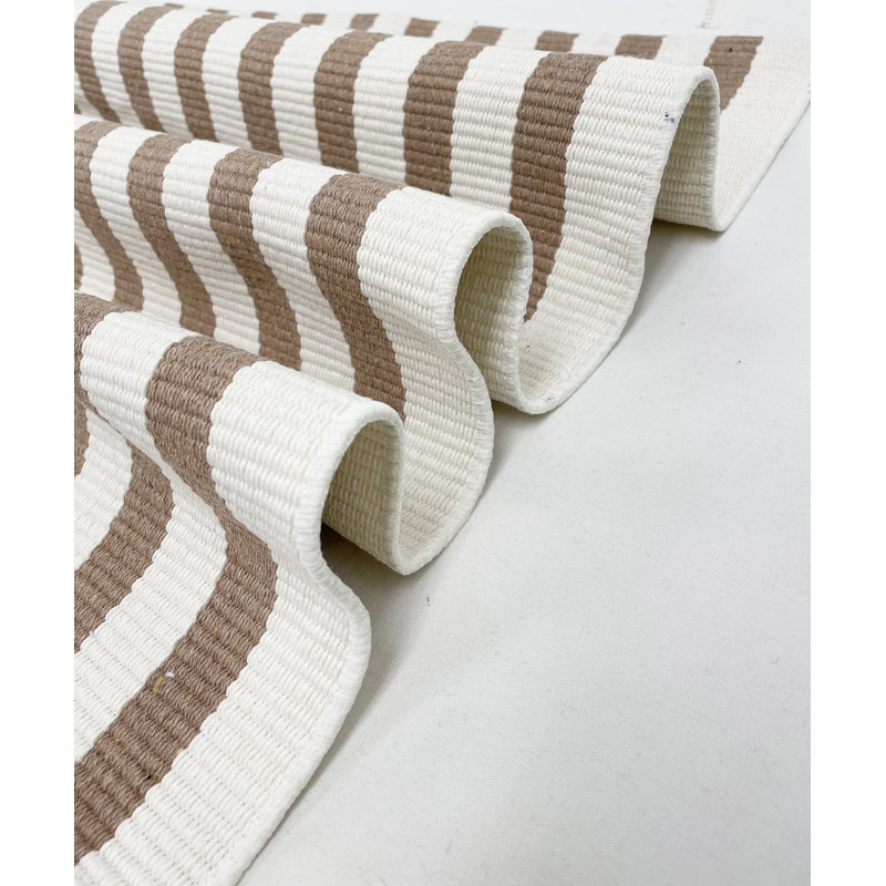 Tapis rayé classique en mélange de coton l 24 po x L 36 po, Café