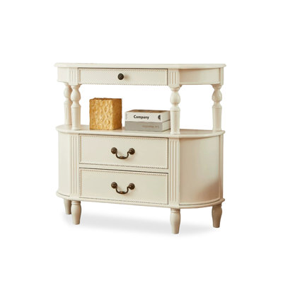 White Solid Wood Console Table
