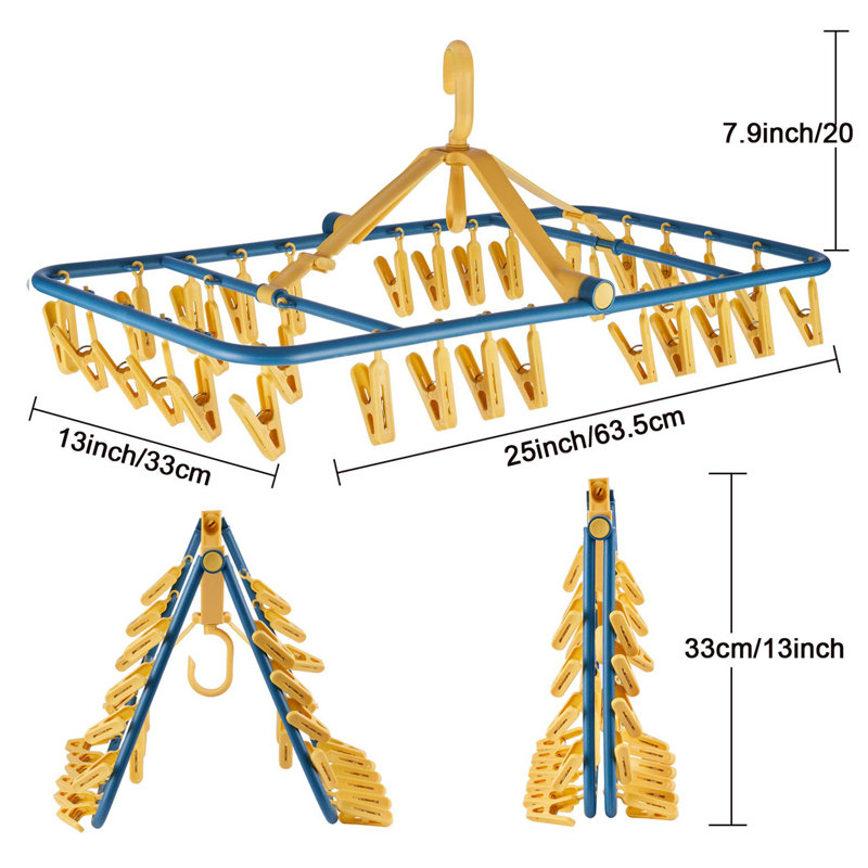 Foldable Clip Hangers Drip Hanger, Yellow/Blue