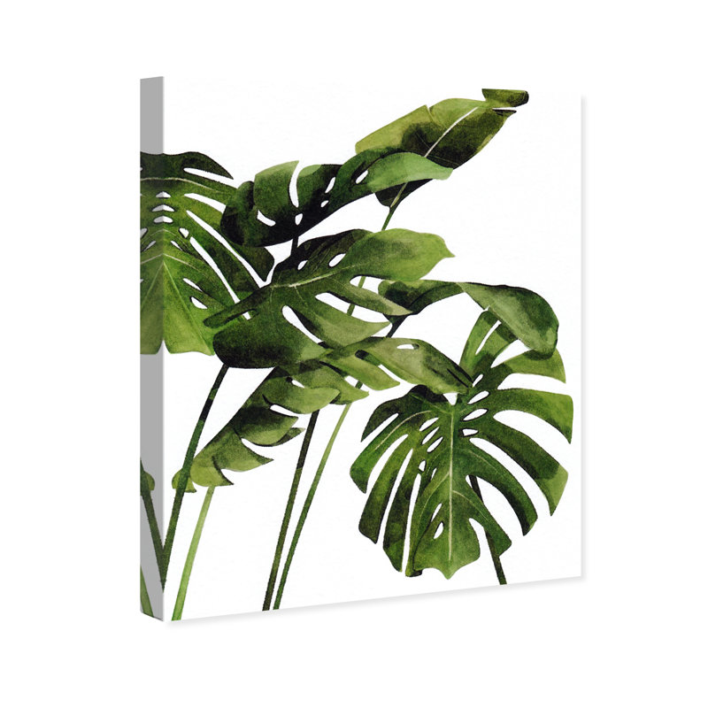 Green Tropical Leaves Canvas Wall Art 36" x 30"