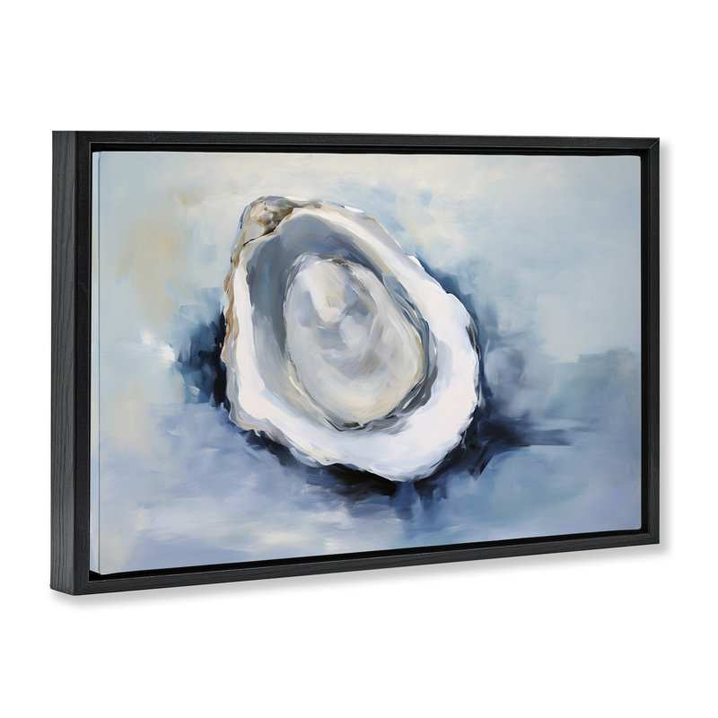 Traditional Mollusk View Gold Framed Floater Canvas by Petal Prints Design, Cadre flottant noir de jais, H 17 po x l 25 po